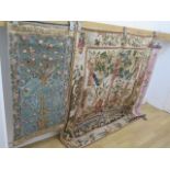 A classical design needlepoint wall hanging, 140cm x 121cm, a machine tapestry and a needlepoint