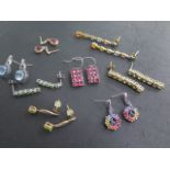 Eight pairs of 9ct yellow and white gold earrings, total weight approx 23.9 grams, all good