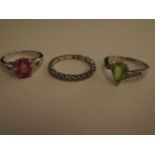 Two hallmarked 18ct white gold rings, size N, in good condition and a hallmarked 18ct white gold