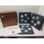 Peter Scott's British Birds part set by John Pinches of 15 sterling silver medals in box with