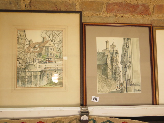 Three Philip Martin watercolours of Cambridge, a Liz Cooper watercolour of The Cam and a watercolour - Image 3 of 4