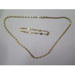 An 18ct gold bracelet, approx 2.8 grams and a 10ct 50cm chain approx 13 grams, clasps good