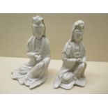 A pair of Chinese 18th /19th century figures of Guanyin in seated pose, tallest 20cm tall,
