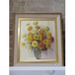 An oil on canvas entitled French Marigolds by Madame Rouviere, purchased in 1973 for 275gns from E