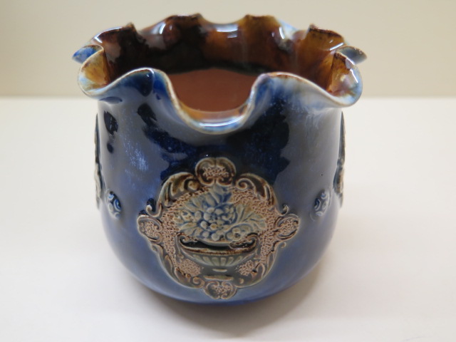 A large Royal Doulton leaf decorated vase, 40cm tall, a Royal Doulton single stem bottle vase and - Image 4 of 7