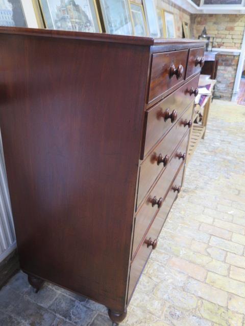 An early Victorian mahogany two over four chest of graduated drawers, the drawers with their - Image 2 of 4