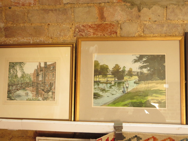 Three Philip Martin watercolours of Cambridge, a Liz Cooper watercolour of The Cam and a watercolour - Image 2 of 4