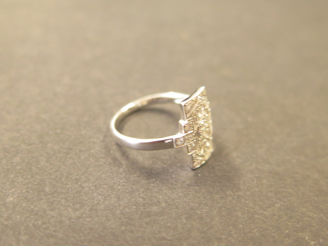 An 18ct white gold Art Deco style diamond ring, size O, diamonds are approx 0.25, marked 18K 750, in - Image 2 of 3