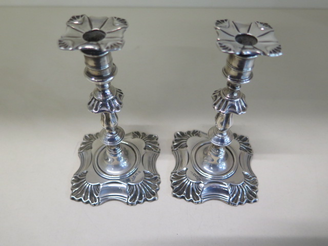 A pair of silver taper sticks with weighted bases, 12.5cm tall, Sheffield 1894/95, generally good - Image 2 of 4