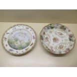 A Continental swan and heron decorated cabinet plate, 24cm diameter, and a Meissen second quality