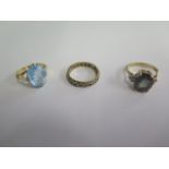 An 18ct ring, size K, approx 3.2 grams, a 9ct ring, size O approx 4 grams, and a silver and gilt