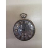 A silver cased pocket watch with a 5cm case, some wear to case and dial, running order, with key