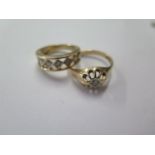 A hallmarked 9ct gold solitaire ring and a six stone diamond 9ct ring approx 0.26ct, sizes U and