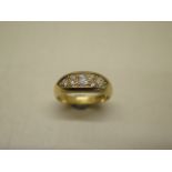 A hallmarked 18ct yellow gold bombe style ladies ring, approx weight 7.8 grams, hallmarked
