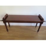 A mahogany window seat on well turned legs made by a local craftsman to a high standard, 51cm tall x