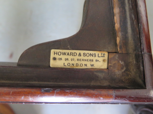 A set of six (4 + 2) mahogany dining chairs circa 1900s stamped 23WIMODL and a label Howard and Son - Image 3 of 3