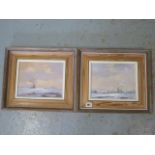 Roy Perry, two oil on board winter landscapes entitled Fenland towards Sutton and Suffolk landscape,