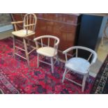 Three children's chairs , one with an Elm seat , 47 , 50 and 81 cm tall