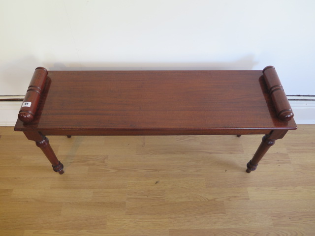 A mahogany window seat on well turned legs made by a local craftsman to a high standard, 51cm tall x - Image 2 of 3