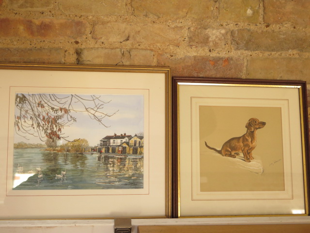 Three Philip Martin watercolours of Cambridge, a Liz Cooper watercolour of The Cam and a watercolour - Image 4 of 4