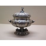 A Swedish 835 silver lidded centre bon bon dish with scroll decoration, shell handles and a