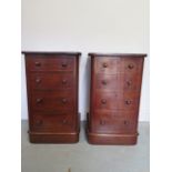 A pair of Victorian mahogany bedside cupboards with faux drawer fronts, 70cm tall x 42cm x 43cm