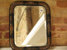 A chinoiserie decorated wall mirror, 46cm x 39cm, some losses and wear but a decorative piece