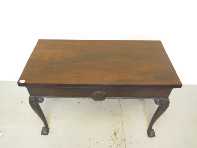 A mahogany serving silver table with carved shaped legs on ball and claw feet with shell carving, - Image 2 of 5