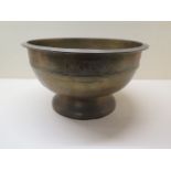 An Eastern bronze bowl, 15cm tall x 26cm, some small denting but reasonably good