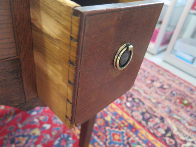 A 19th century oak three drawer side table, 73cm tall x 76cm x 47cm - Image 3 of 3