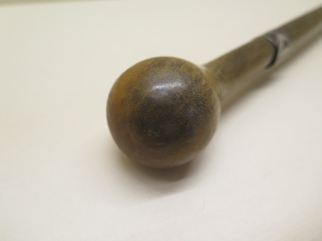 A Victorian Zulu fully worked rhino horn knobkerry with a white metal collar dated 1880 enscribed - Image 4 of 10