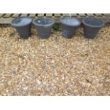 Four grey small frost proof plant pots, diameter 30cm