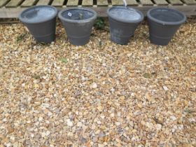 Four grey small frost proof plant pots, diameter 30cm