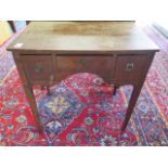 A 19th century oak three drawer side table, 73cm tall x 76cm x 47cm