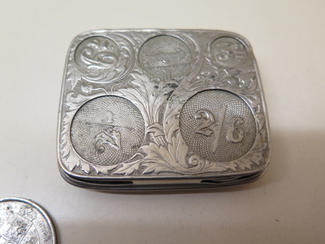 An interesting plated coin box with a selection of 14 coins- Victorian and later - Image 2 of 3