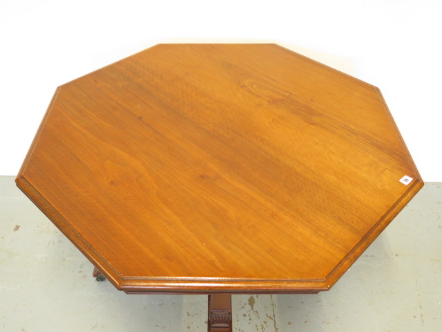 A Victorian mahogany octagonal centre table on square tapering supports and acanthus carved feet, - Image 2 of 4