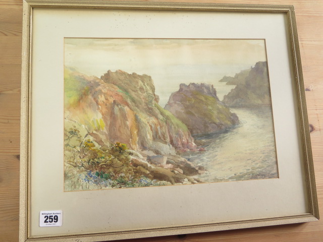 Arthur Bassett Waller (1882-1974) coastal watercolour, frame size 38cm x 47cm, signed bottom