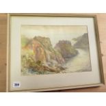 Arthur Bassett Waller (1882-1974) coastal watercolour, frame size 38cm x 47cm, signed bottom