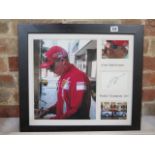 Sporting interest: signed montage Kimi Raikkonen, frame size 48cm x 53cm, Finnish Formula 1 driver