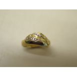 A hallmarked 18ct yellow and white gold ladies dress ring 'seashore', total weight approx 8.4 grams,
