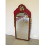 A Georgian style decorative walnut wall mirror, 89cm x 42cm