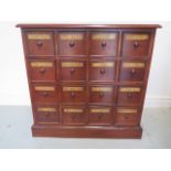 A mahogany 16 drawer chemist apothecary chest, made by a local craftsman to a high standard, 78cm