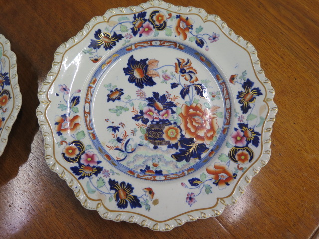 A set of six 10 1/2" diameter stone china plates by Hicks and Meish Royal Arms printed mark number - Image 2 of 4