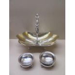 A Russian 84 silver basket and two 84 silver footed salts, total weight approx 16.3 troy oz, some