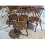 A set of four penny seated kithcen chairs, some wear but all sturdy