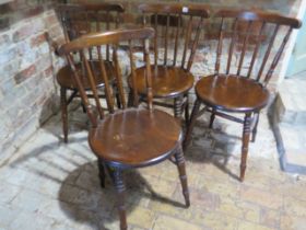 A set of four penny seated kithcen chairs, some wear but all sturdy
