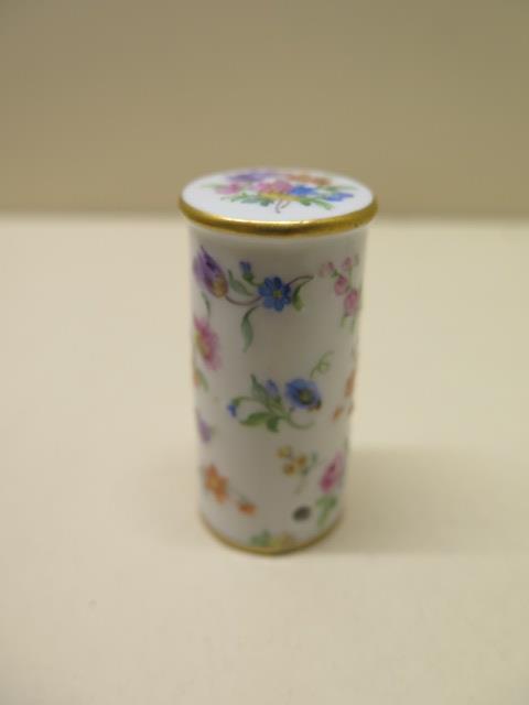 A 19th century Meissen porcelain stopper enamel decorated with a floral design, 5cm tall, good - Image 2 of 4