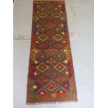 A hand knotted woollen Maimana Kilim runner, 185cm x 62cm