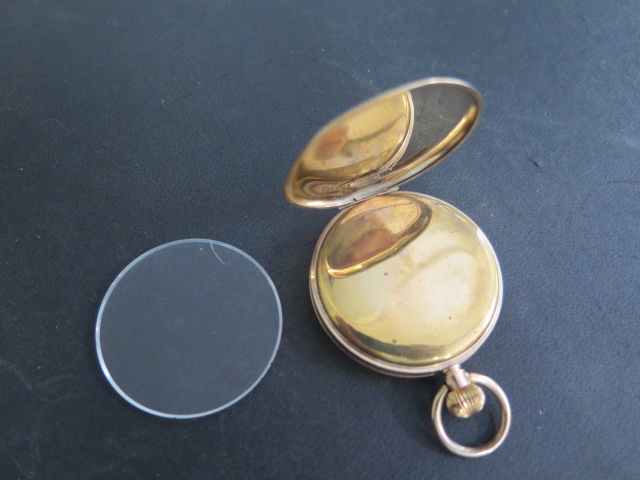 A 9ct top wind pocket watch with a base metal dust cover, 45mm case, not working and glass loose, - Image 2 of 3