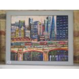 Angelo Pizzigallo (20th century) 'London cityscape', oil on canvas, signed, in a painted frame,